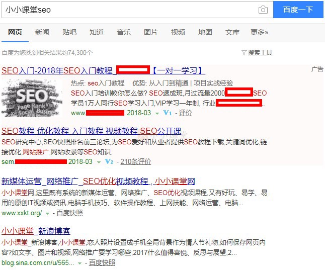 搜索结果页面SEM