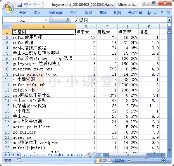 导出的Excel