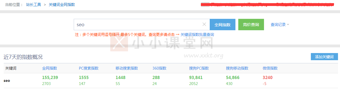 站长之家的关键词全网指数
