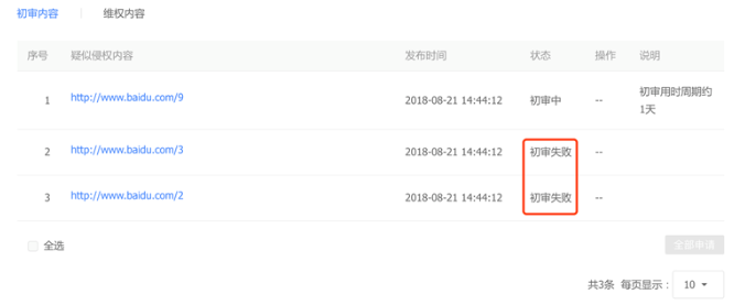 初审失败